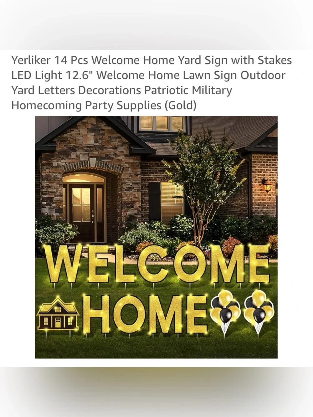 Gold 'Welcome Home' Yard Letter Sign Set by